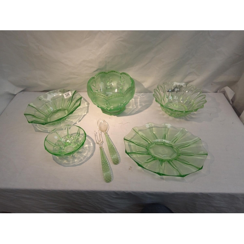 326 - Good Lot of Art Deco Uranium Glass