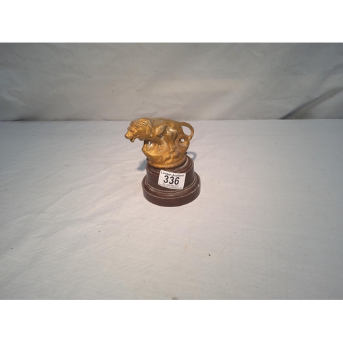 336 - Old Brass Lion Finial on a Stand