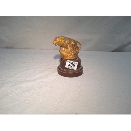 336 - Old Brass Lion Finial on a Stand