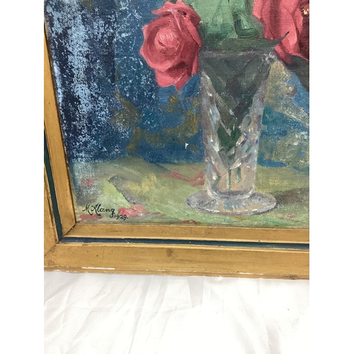 610 - Framed 1920s Still Life Oil on Canvas Signed