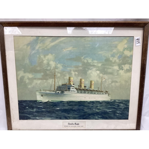 611 - Framed Norman Wilkinson Canadian Pacific Print