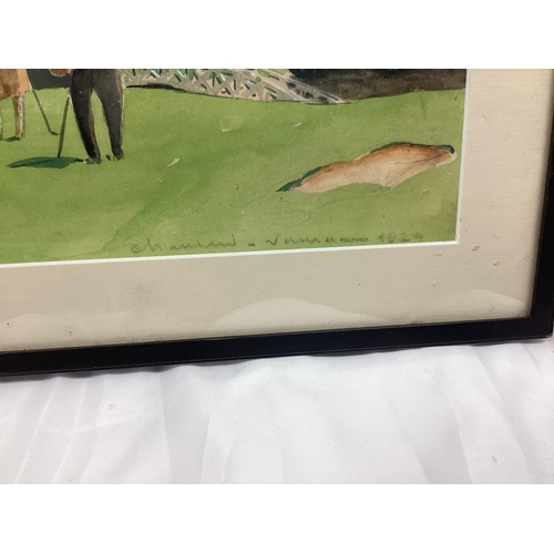 618 - Framed 1920s Golf Scene Watercolour