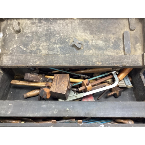 633 - Large Vintage Tool Chest Containing Vintage Tools