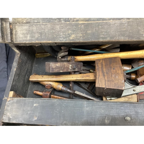 633 - Large Vintage Tool Chest Containing Vintage Tools