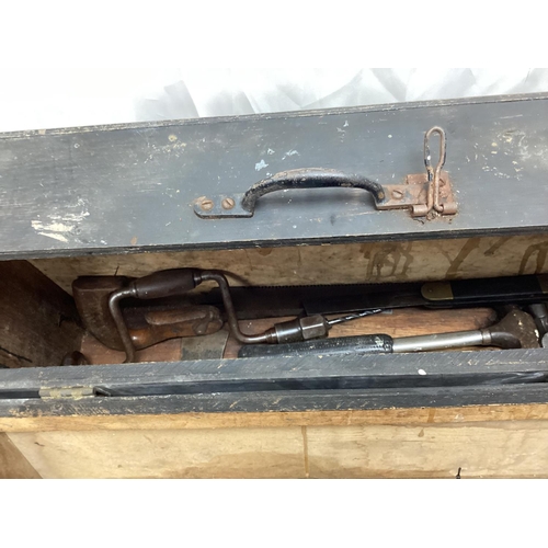 635 - Large Vintage Tool Chest Containing Vintage Tools