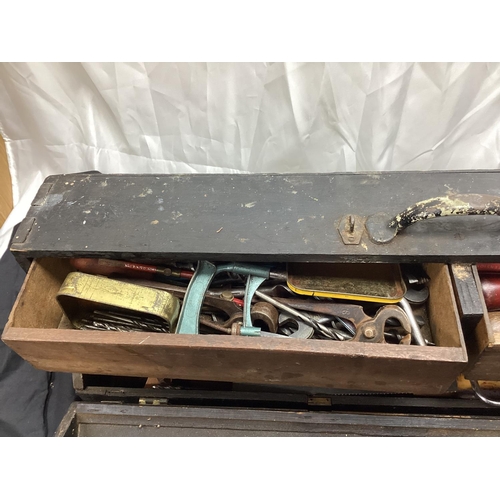 636 - Large Vintage Tool Chest Containing Vintage Tools