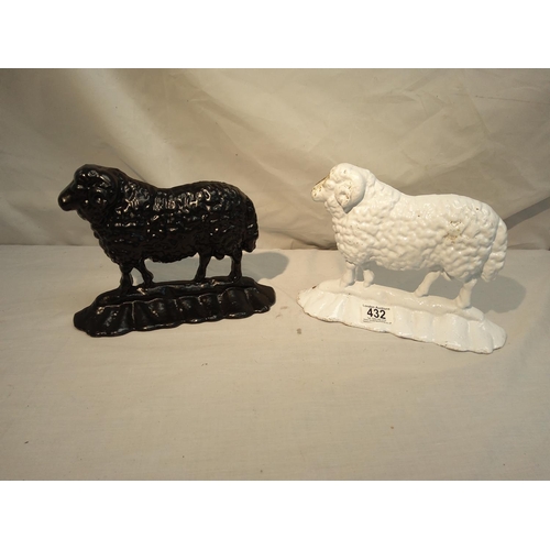 432 - 2 Cast Iron Sheep Door Stops