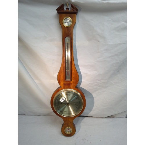 449 - Comitti of London Mahogany Banjo Barometer