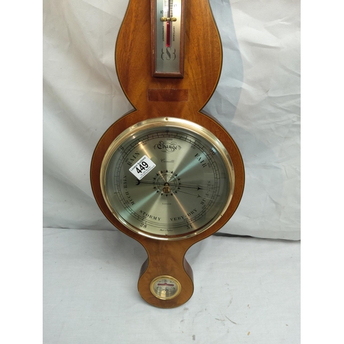 449 - Comitti of London Mahogany Banjo Barometer