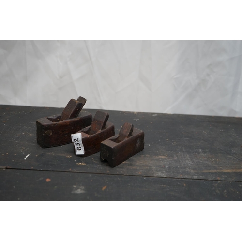 632 - 3 Miniature Wooden Block Planes