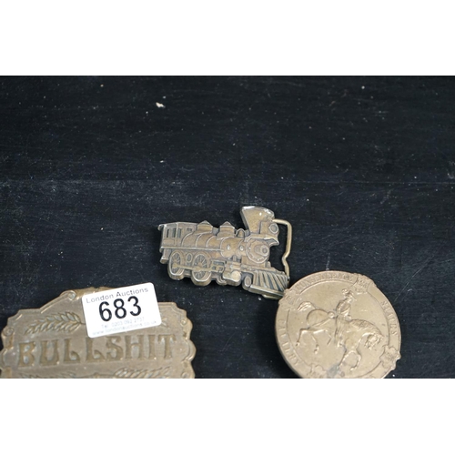 683 - 3 Vintage Brass Buckles