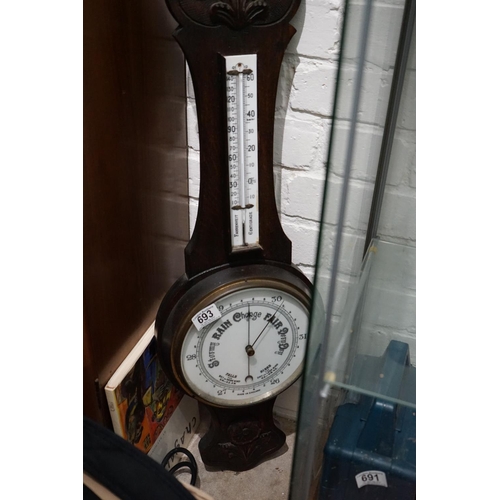 693 - Edwardian Oak Barometer