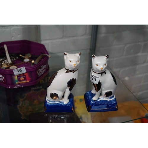 696 - Pair of Staffordshire Style Cats