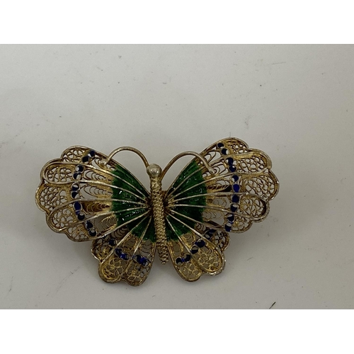 14 - Vintage Enamel Filigree Butterfly Brooch