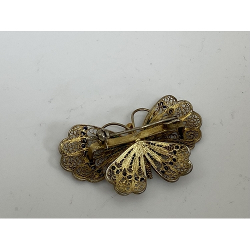 14 - Vintage Enamel Filigree Butterfly Brooch