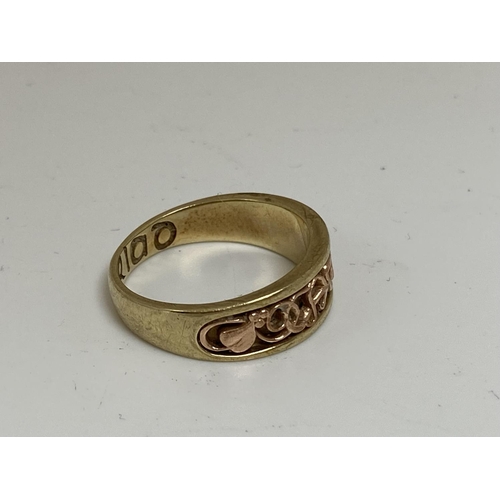 24 - 9ct Gold Cariad Ring Size Q 5g