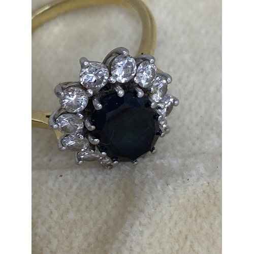 6 - Princess Diana Inspired 18ct Gold & Platinum Diamond/Sapphire Ring. Approx. 2 Carat Sapphire with 12... 