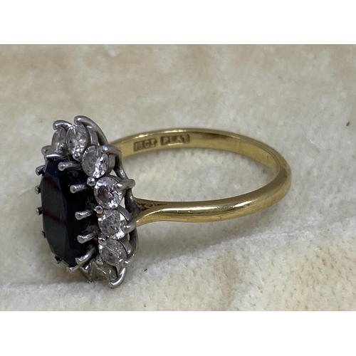 6 - Princess Diana Inspired 18ct Gold & Platinum Diamond/Sapphire Ring. Approx. 2 Carat Sapphire with 12... 