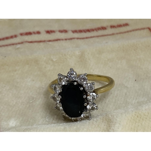 6 - Princess Diana Inspired 18ct Gold & Platinum Diamond/Sapphire Ring. Approx. 2 Carat Sapphire with 12... 