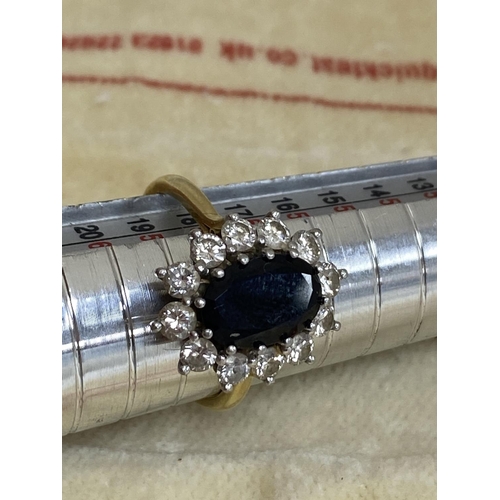 6 - Princess Diana Inspired 18ct Gold & Platinum Diamond/Sapphire Ring. Approx. 2 Carat Sapphire with 12... 