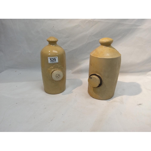 529 - 2 Stoneware Hot Water Bottles