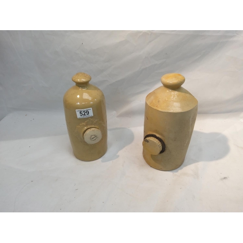 529 - 2 Stoneware Hot Water Bottles