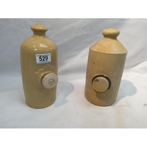 529 - 2 Stoneware Hot Water Bottles