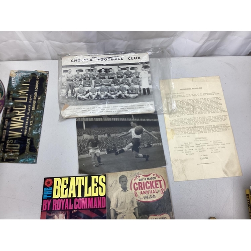 777 - Lot of Ephemera/Old Photographs incl. Chelsea Squad Photo, The Beatles etc