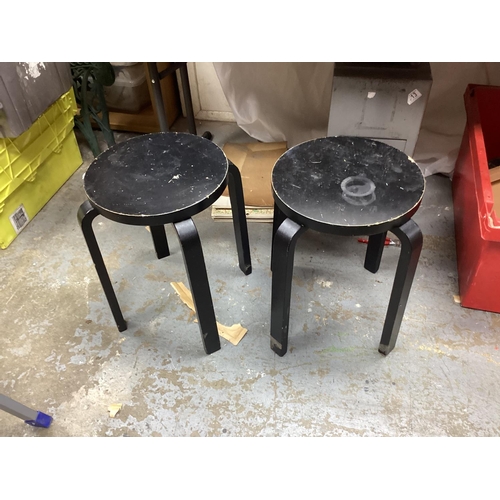 798 - Pair of Vintage Albar Aaolto for Finmar Artek E60 Stools