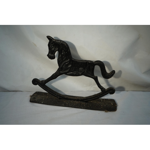 715 - Vintage Cast Iron Rocking Horse Doorstop