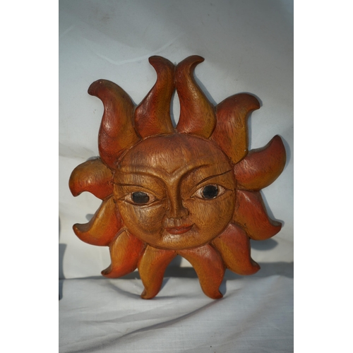 724 - Vintage Wooden Sun Mask and Another Wooden Mask