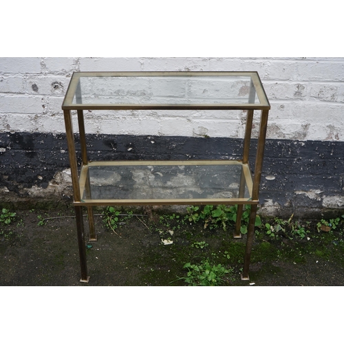 727 - Vintage/Mid Century Brass & Glass Shelf