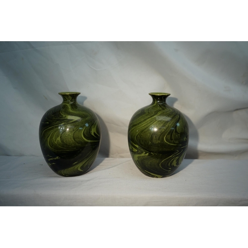 803 - Pair of Mid Century Green Studio Pottery Vases