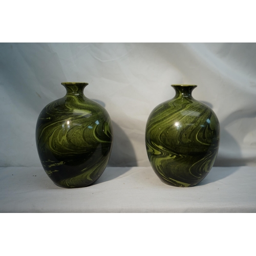 803 - Pair of Mid Century Green Studio Pottery Vases