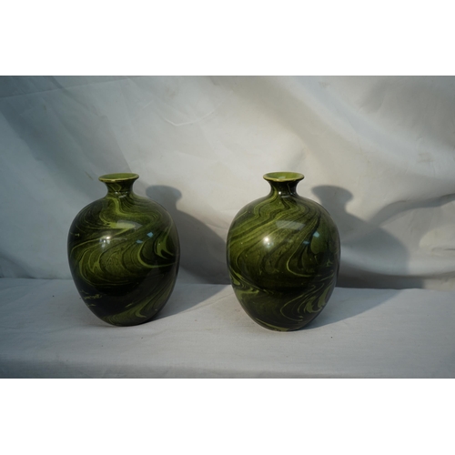 803 - Pair of Mid Century Green Studio Pottery Vases