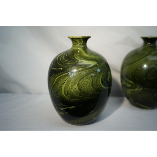 803 - Pair of Mid Century Green Studio Pottery Vases