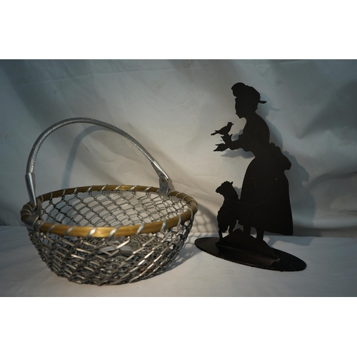 815 - Unusual Vintage Fruit Basket and a Silhouette Figurine