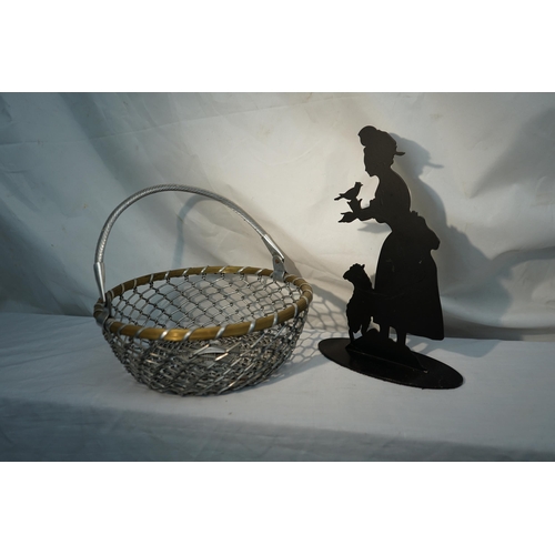 815 - Unusual Vintage Fruit Basket and a Silhouette Figurine