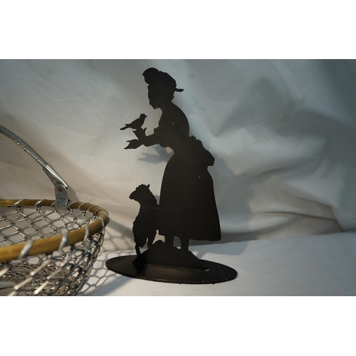 815 - Unusual Vintage Fruit Basket and a Silhouette Figurine