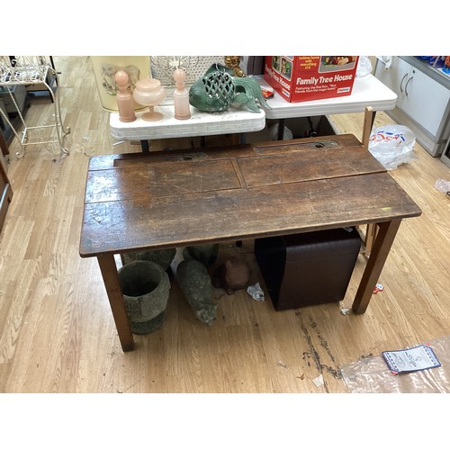 818 - Old Antique Double School Desk