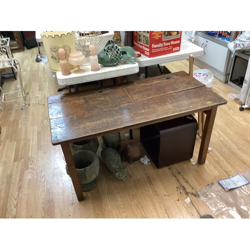 818 - Old Antique Double School Desk