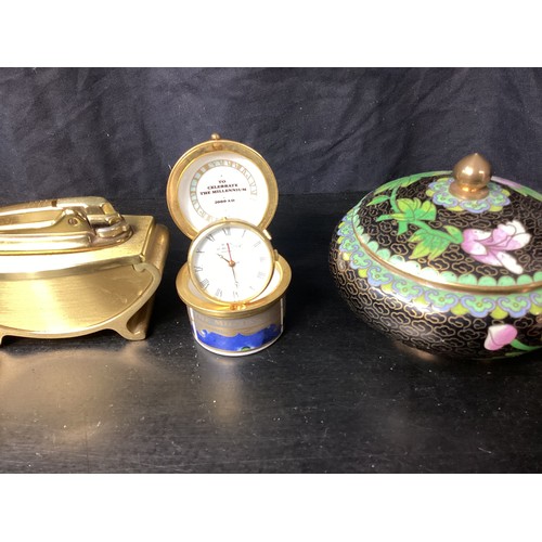 819 - Ronson Brass Table Lighter and other Smalls incl. Limoges, Richard Ginari and Carolyn Sheffield etc