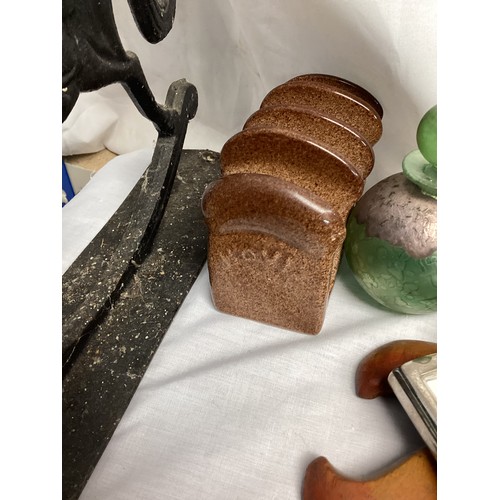 718 - Carltonware Hovis Toast Rack and a Caithness Paperweight