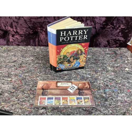 133 - Harry Potter and the Deathly Hallows First Edition & a set of Royal Mail Harry Potter Mint Stamps