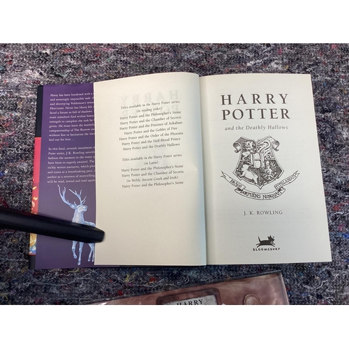 133 - Harry Potter and the Deathly Hallows First Edition & a set of Royal Mail Harry Potter Mint Stamps