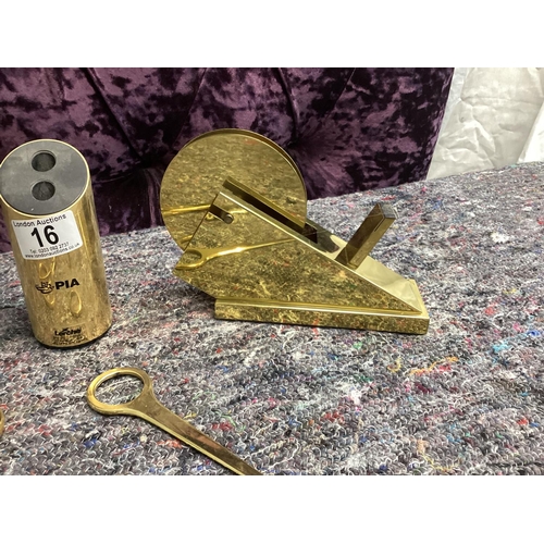 16 - Brass Sellotape Dispenser & Scissor Set