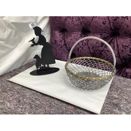 45 - Unusual Metal Basket and a Silhouette Door Stop