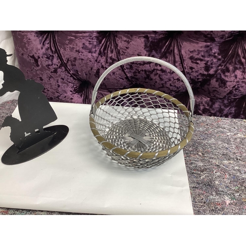 45 - Unusual Metal Basket and a Silhouette Door Stop