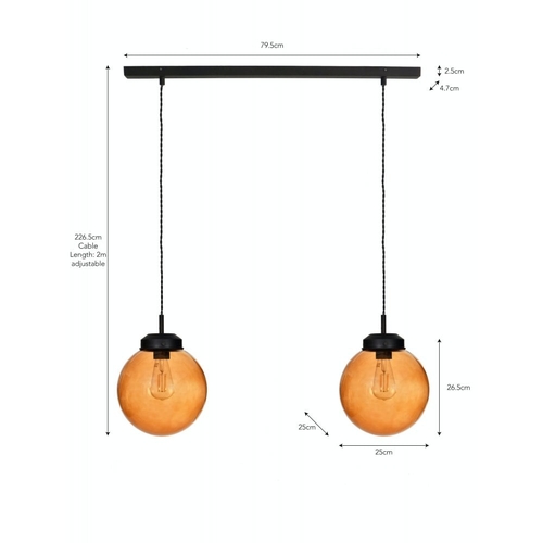 350 - New & Boxed GARDEN TRADING Dulwich Double Globe Pendant Light - RRP £190