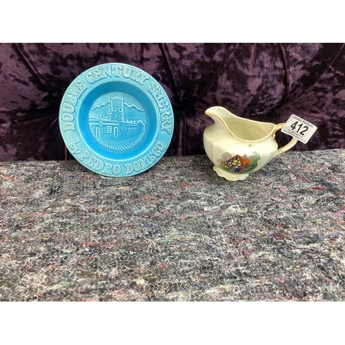 412 - Deco Meakin Milk Jug and a Double Century Sherry Ashtray